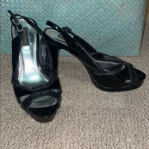 Black patent leather stilettos!